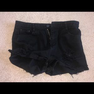 SHEIN Distressed jean black shorts